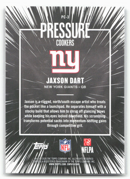 2026 Topps Flagship #PC-3 Jaxson Dart Pressure Cookers