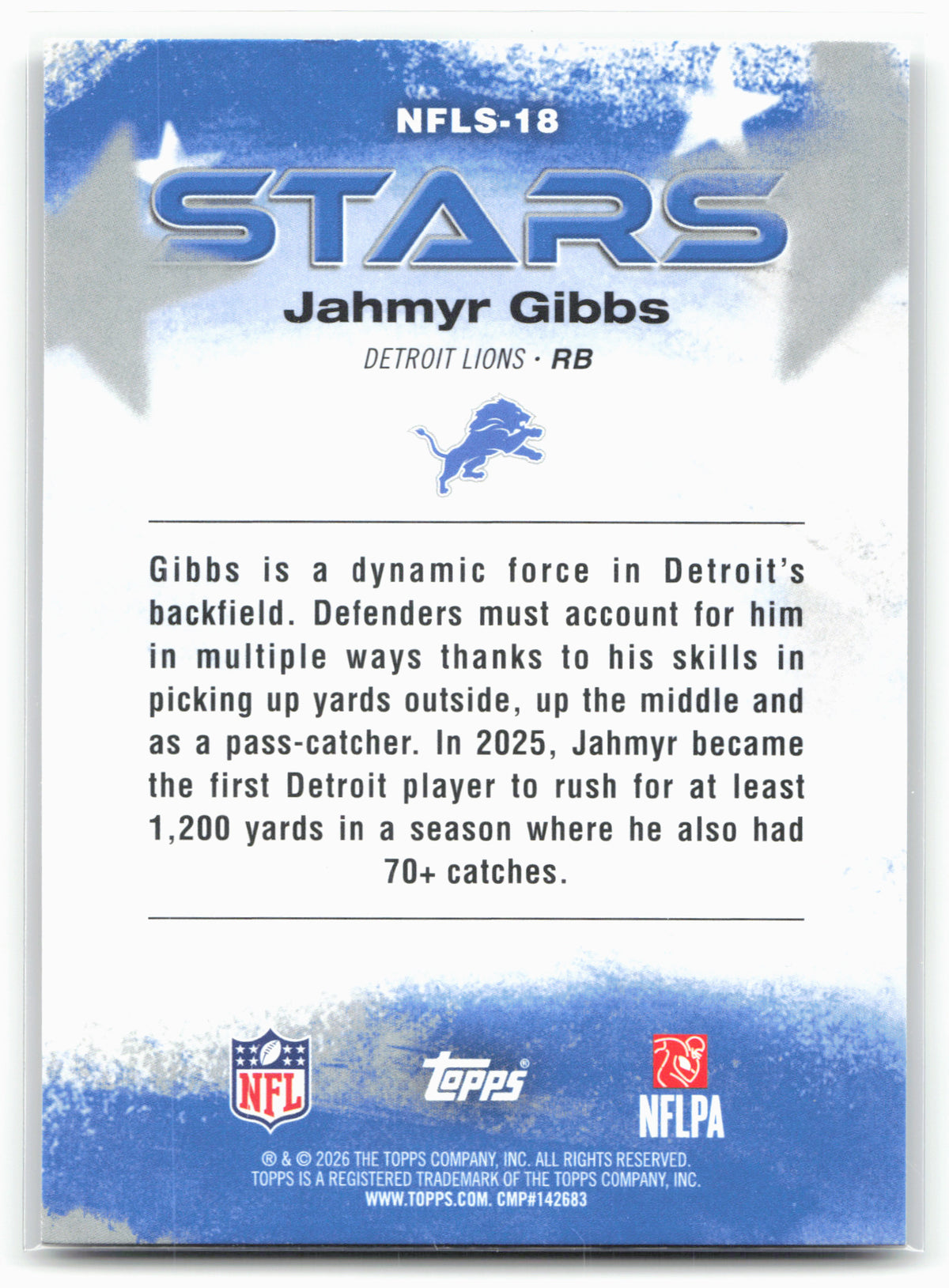 2026 Topps Flagship #NFLS-18 Jahmyr Gibbs NFL Stars