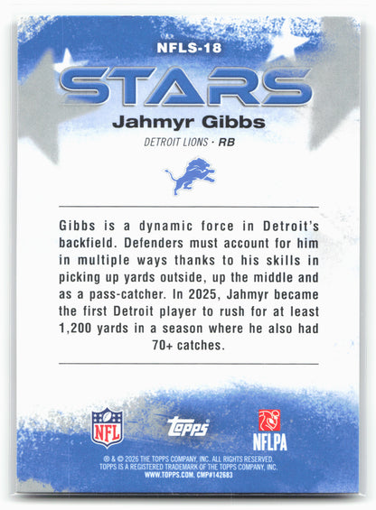 2026 Topps Flagship #NFLS-18 Jahmyr Gibbs NFL Stars