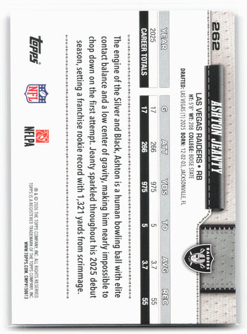 
2026 Topps Flagship #262 Ashton Jeanty Pink Holo Foil