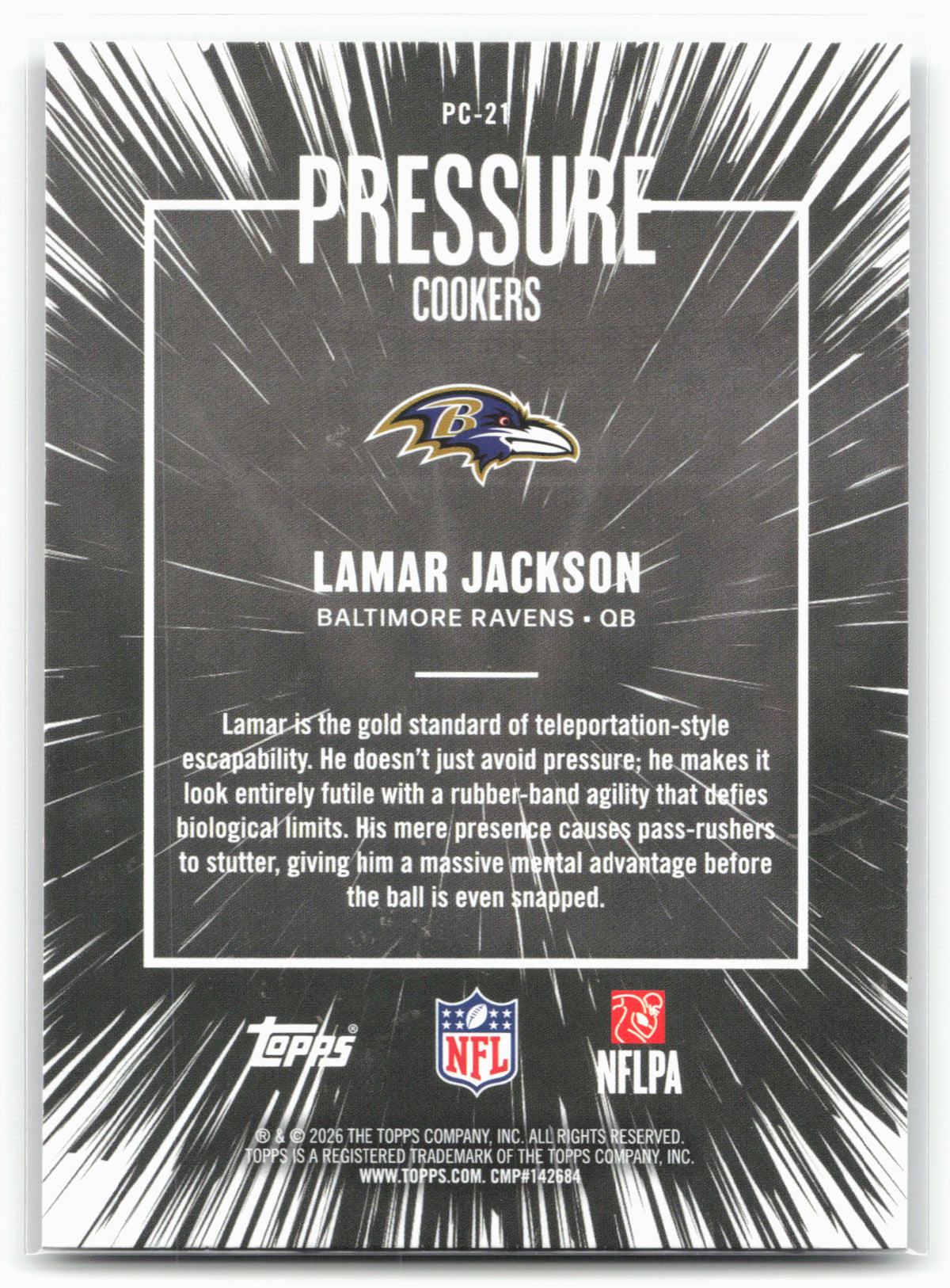 2026 Topps Flagship #PC-21 Lamar Jackson Pressure Cookers