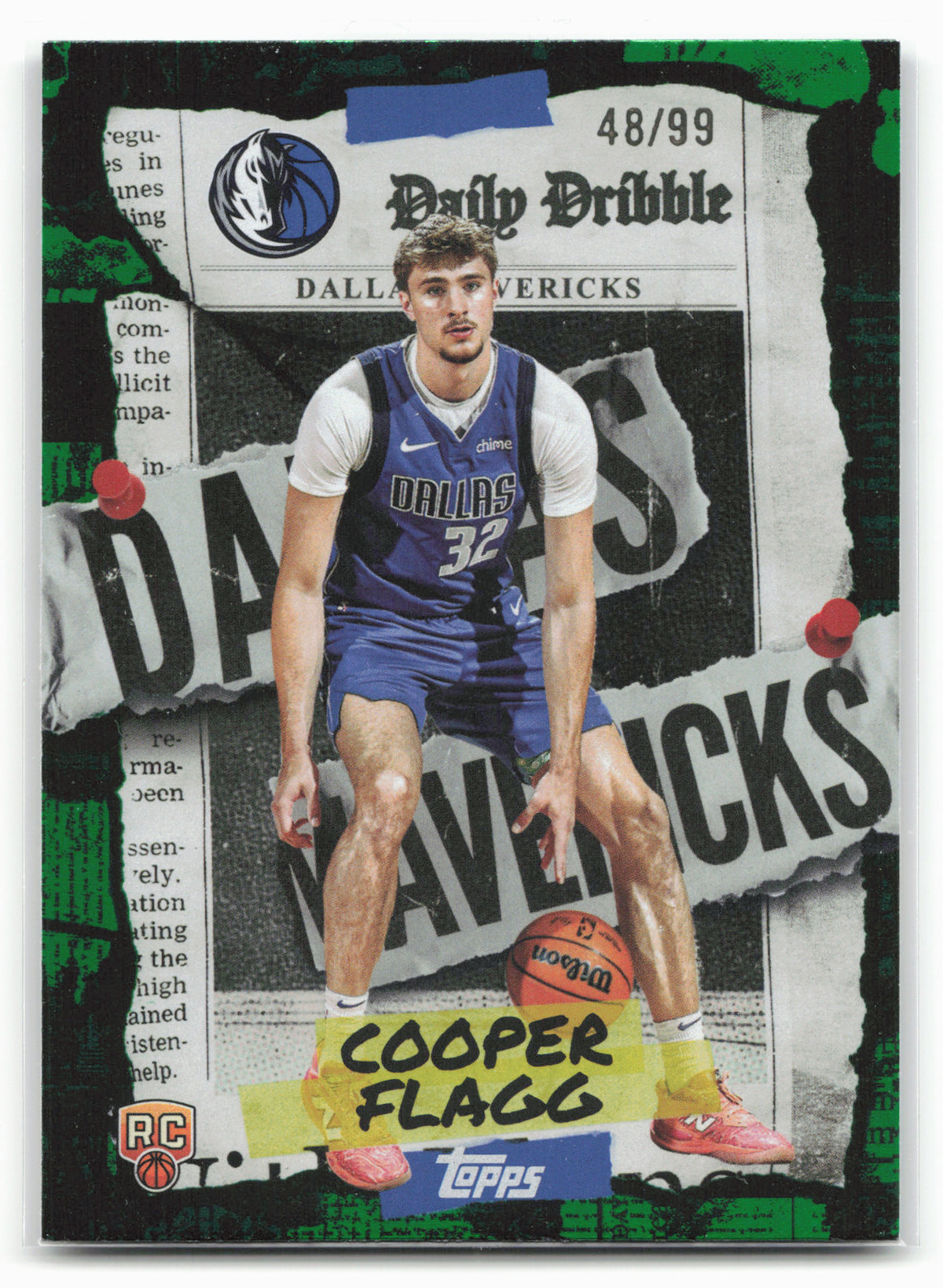 2025-26 Topps #DD-31 Cooper Flagg The Daily Dribble Green Rainbow #/99