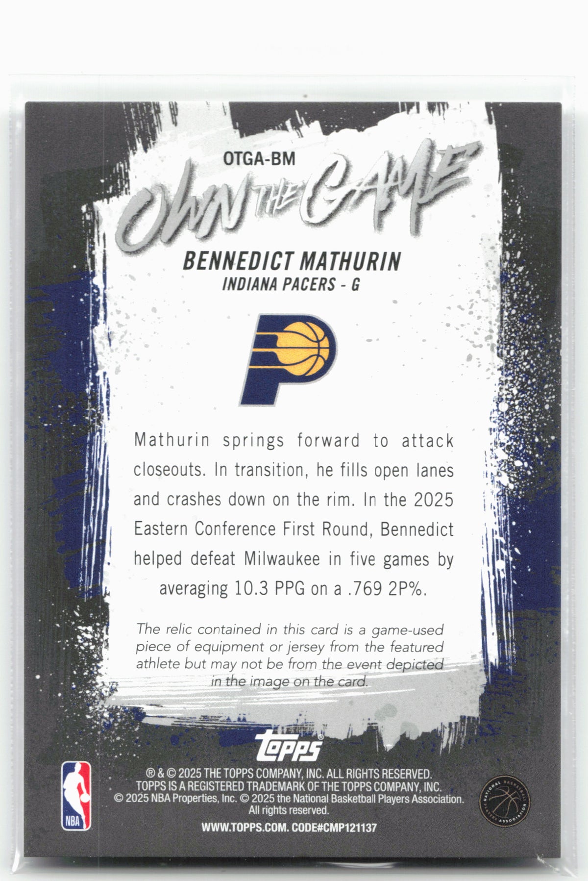 2025-26 Topps #OTGA-BM Bennedict Mathurin Own the Game