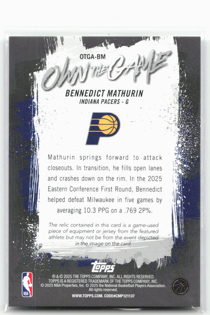 2025-26 Topps #OTGA-BM Bennedict Mathurin Own the Game