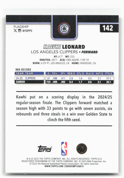 2025-26 Topps #142 Kawhi Leonard Gold #/2025