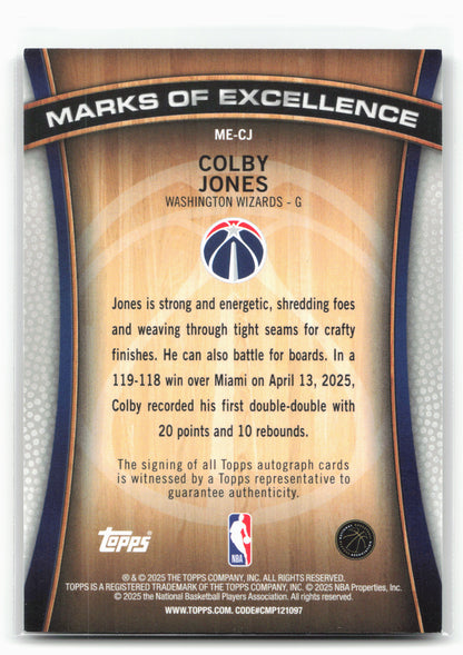 2025-26 Topps #ME-CJ Colby Jones Marks of Excellence