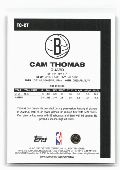 2025-26 Topps #TC-CT Cam Thomas 1980-81 Topps Chrome Basketball 30259