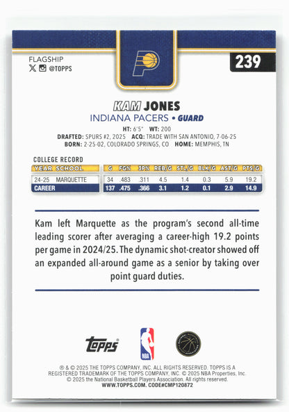2025-26 Topps #239 Kam Jones Sandglitter