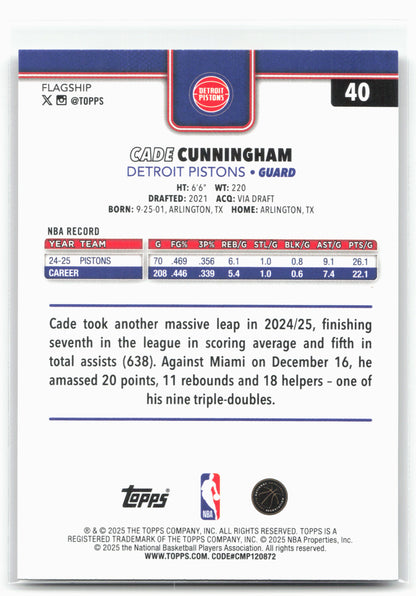 2025-26 Topps #40 Cade Cunningham Sandglitter