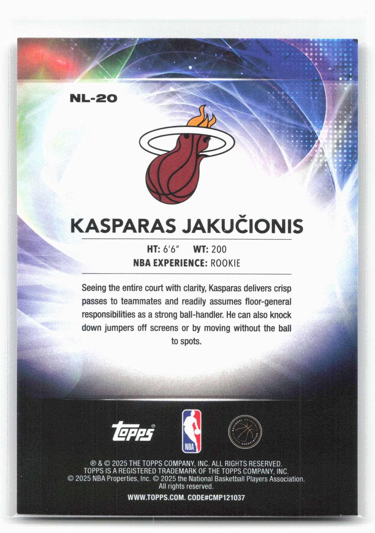 2025-26 Topps #NL-20 Kasparas Jakučionis No Limit 30270