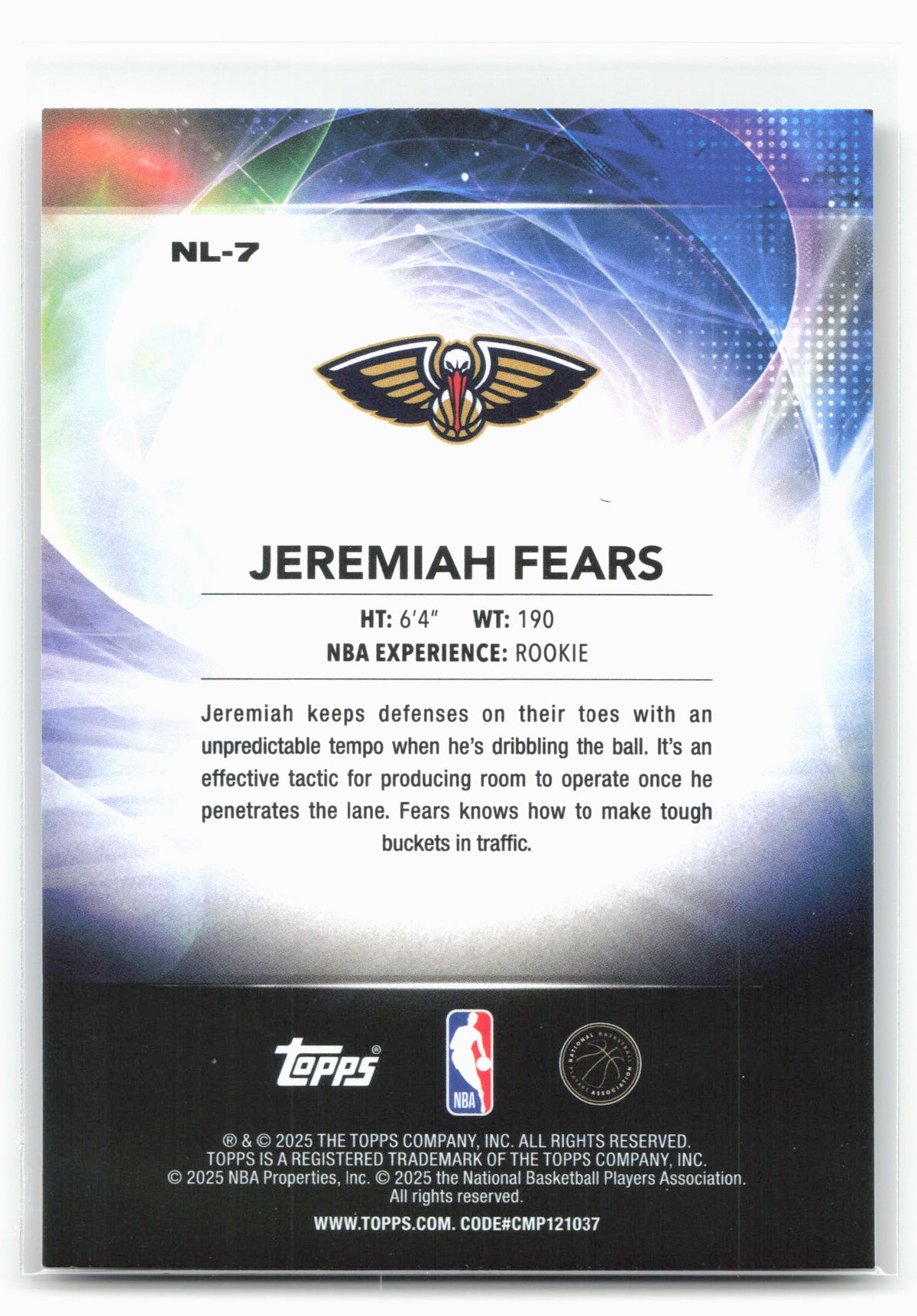 2025-26 Topps #NL-7 Jeremiah Fears No Limit 30272