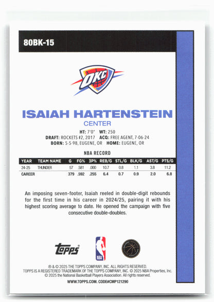 2025-26 Topps #80BK-15 Isaiah Hartenstein 1980-81 Topps Basketball 30275