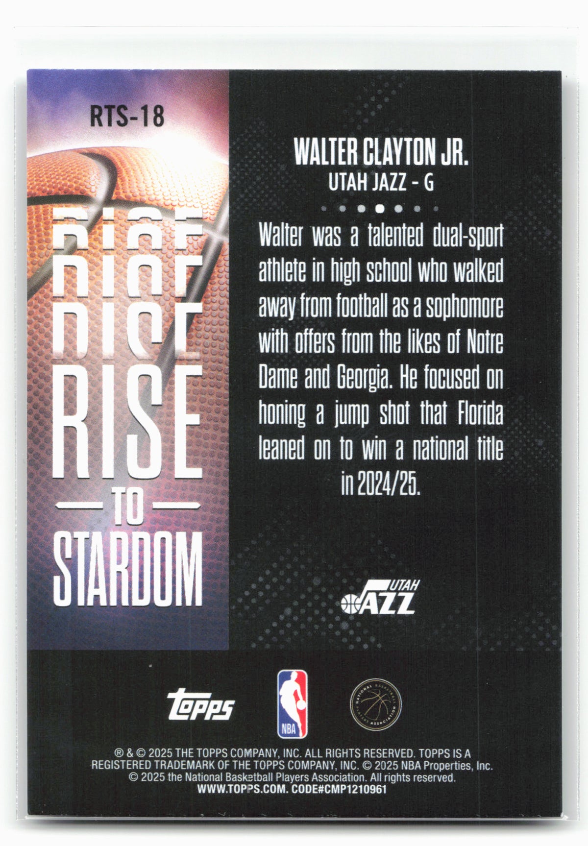 2025-26 Topps #RTS-18 Walter Clayton Jr. Rise to Stardom 30281