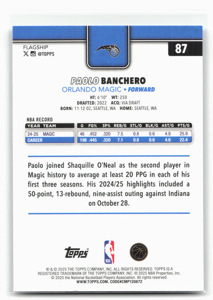 2025-26 Topps #87 Paolo Banchero Rainbow Foilboard 30284