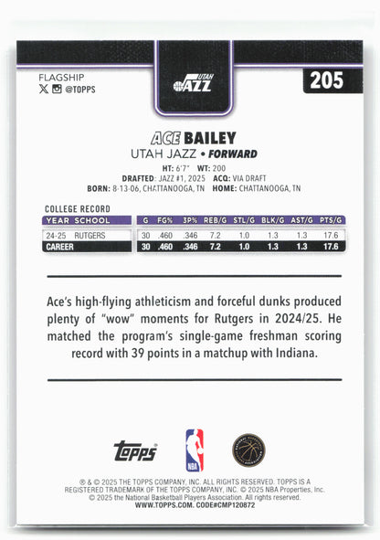 2025-26 Topps #205 Ace Bailey 30286