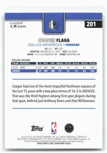 2025-26 Topps #201 Cooper Flagg 30287