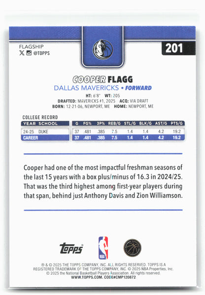 2025-26 Topps #201 Cooper Flagg 30288