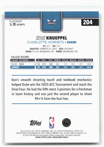 
2025-26 Topps #204 Kon Knueppel 30289