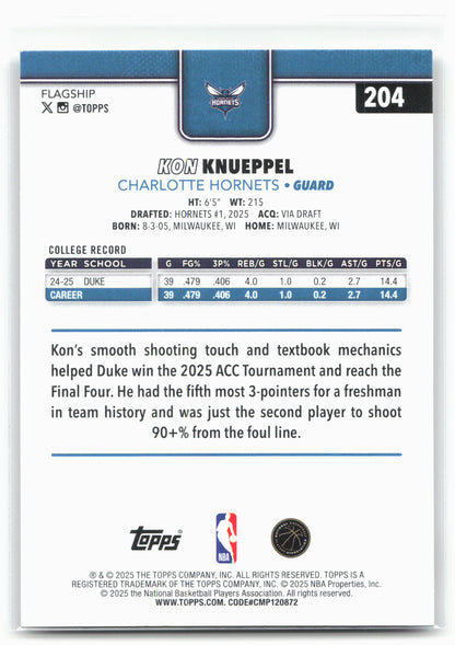 2025-26 Topps #204 Kon Knueppel 30289