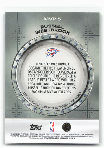 
2025-26 Topps #MVP-5 Russell Westbrook MVP Vault 30294