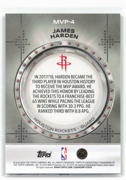 2025-26 Topps #MVP-4 James Harden MVP Vault Rainbow Foilboard 30296