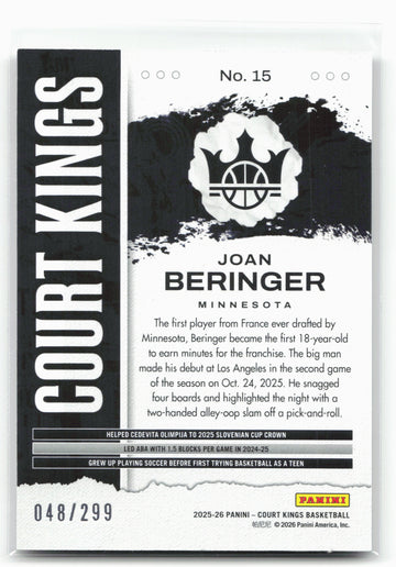 
2025-26 Panini Court Kings #15 Joan Beringer 048/299