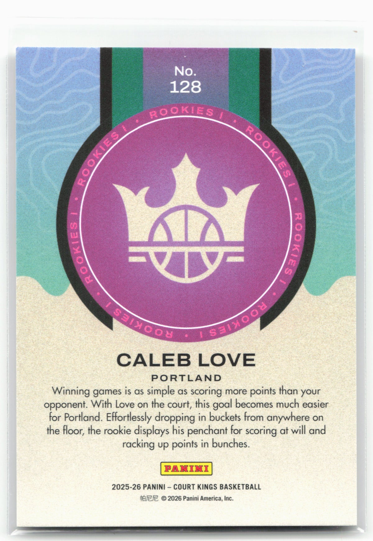 2025-26 Panini Court Kings #128 Caleb Love Rookies I