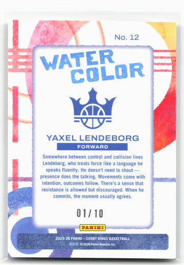 
2025-26 Panini Court Kings #12 Yaxel Lendeborg Water Color 01/10
