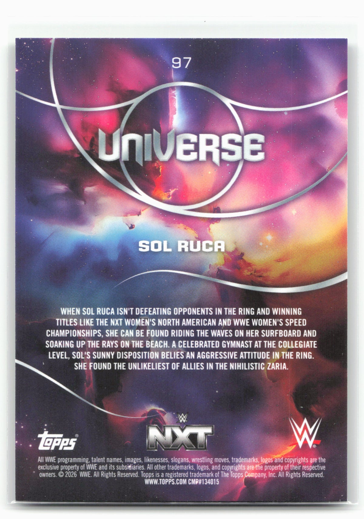 2026 Topps Universe WWE #97 Sol Ruca Neon Green Vortex #/150