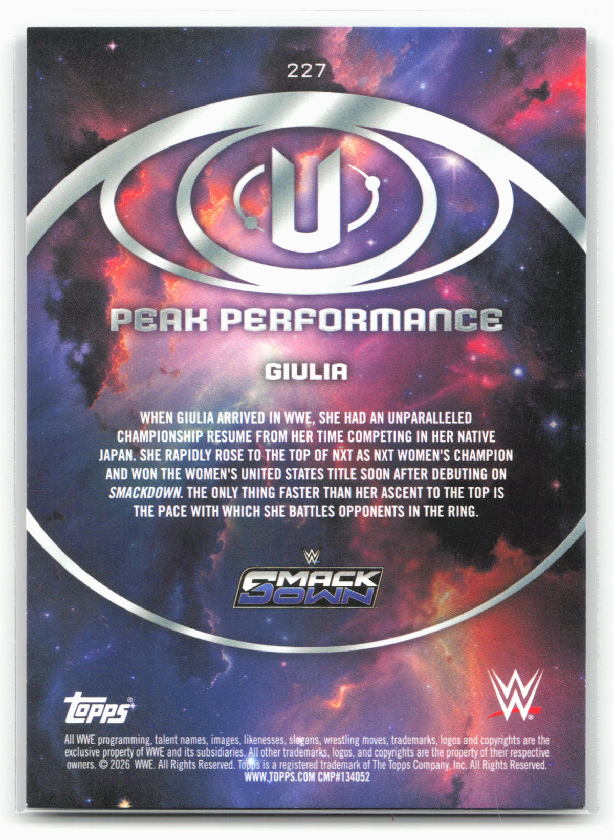 2026 Topps Universe WWE #227 Giulia Aqua Speckle #/299