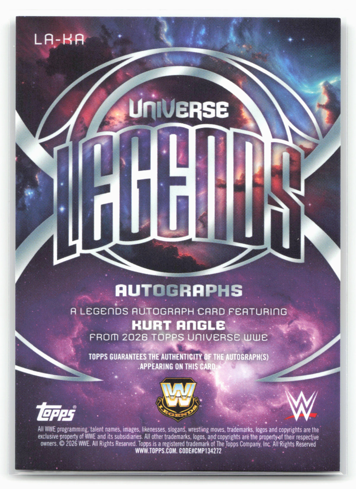 2026 Topps Universe WWE #LA-KA Kurt Angle Legends Autographs Green Vortex #/150