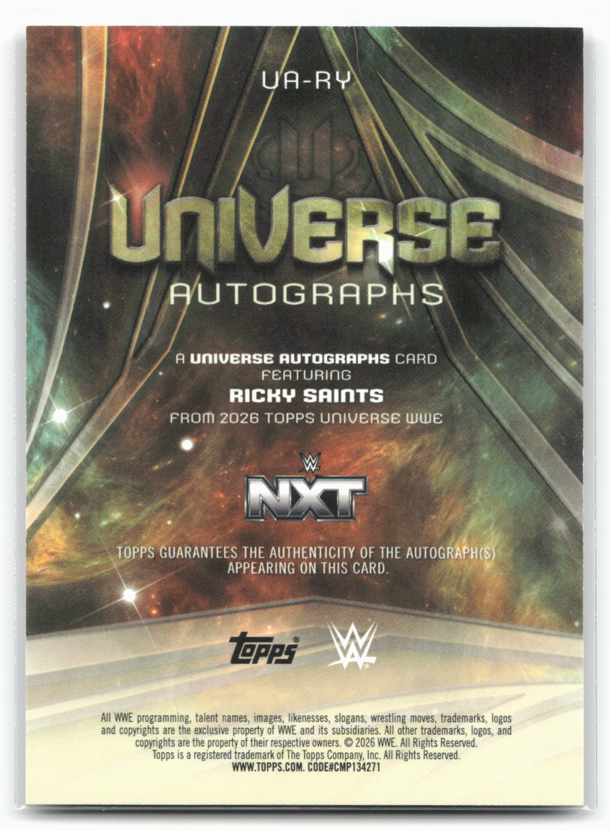 2026 Topps Universe WWE #UA-RY Ricky Saints Universe Autographs