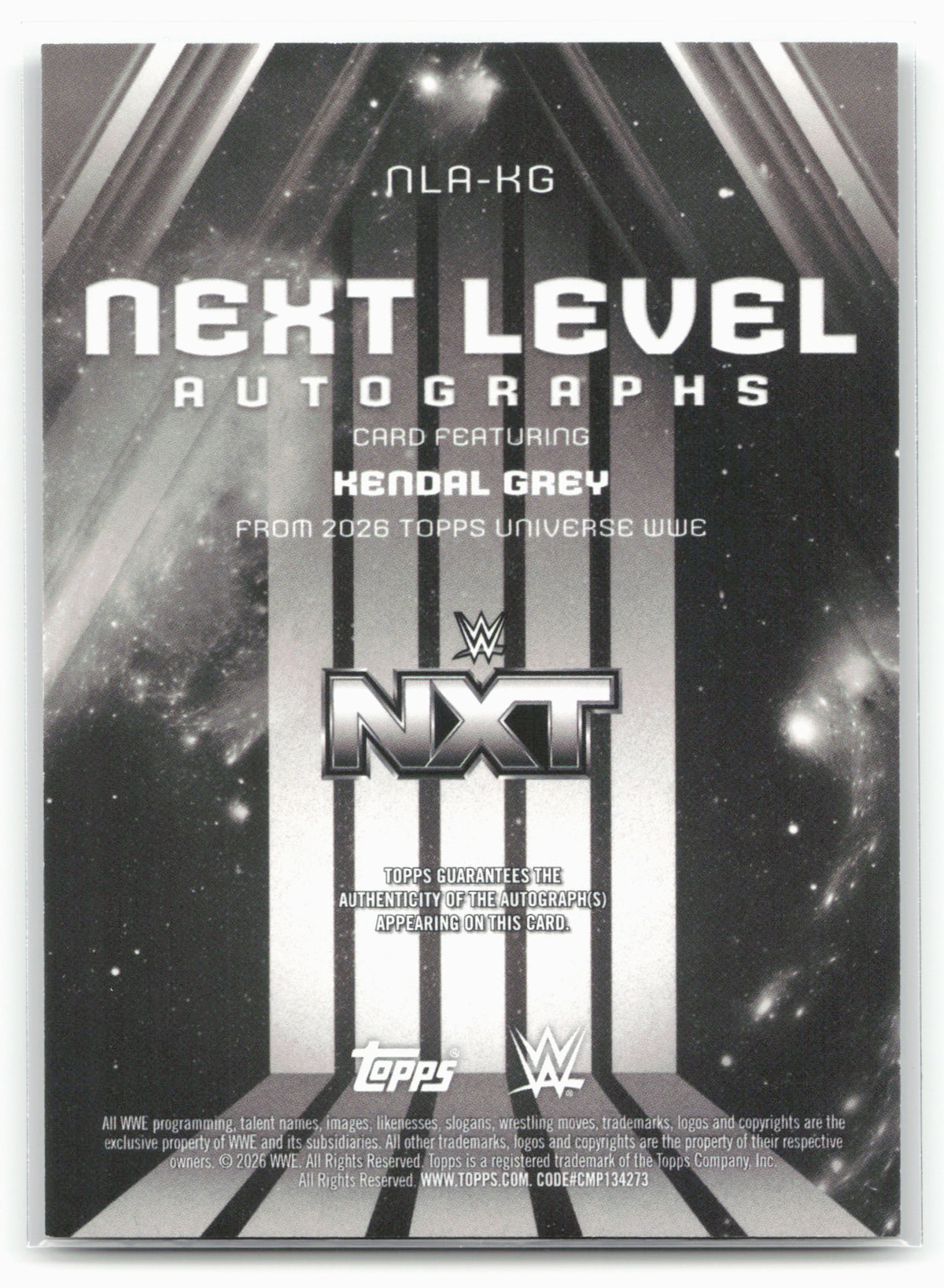2026 Topps Universe WWE #NLA-KG Kendal Grey Next Level Autographs