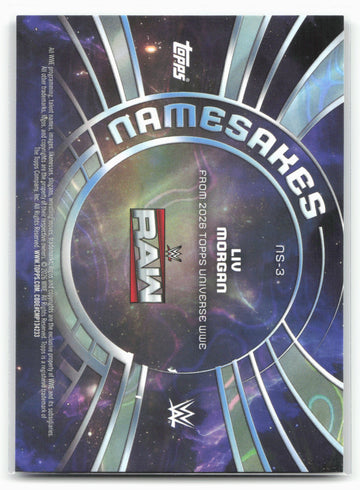 2026 Topps Universe WWE #NS-3 Liv Morgan Namesakes Blue Pulse #/199