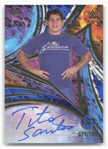 2026 Topps Universe WWE #UA-TS Tito Santana Universe Autographs Blue Pulse #/199