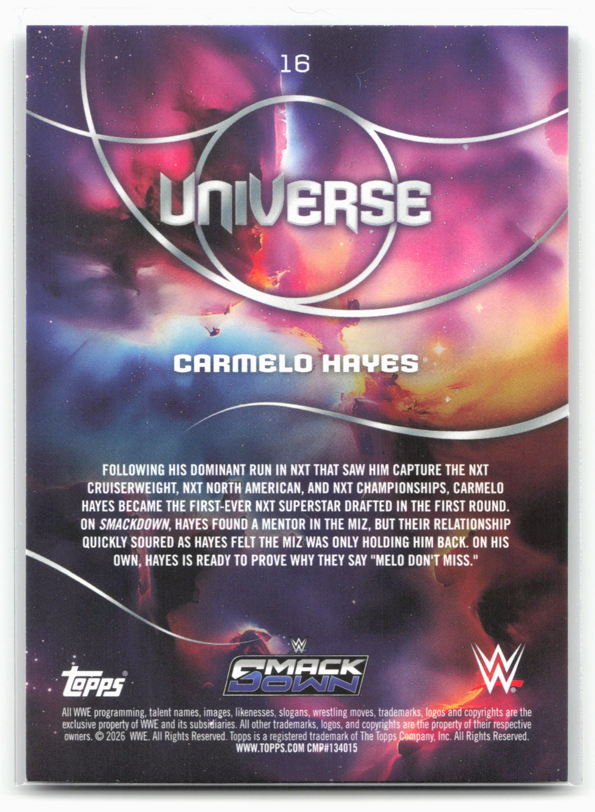 2026 Topps Universe WWE #16 Carmelo Hayes