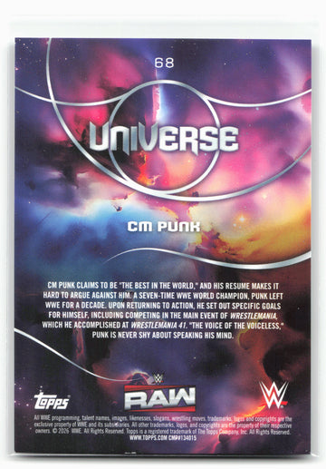 2026 Topps Universe WWE #68 CM Punk