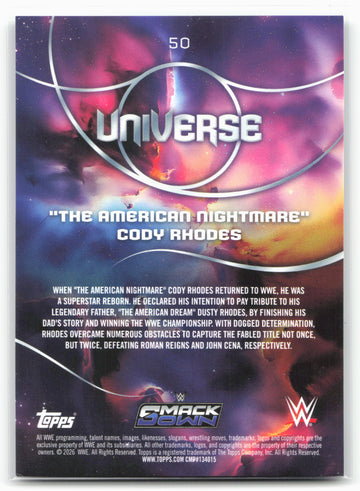 2026 Topps Universe WWE #50 "The American Nightmare" Cody Rhodes