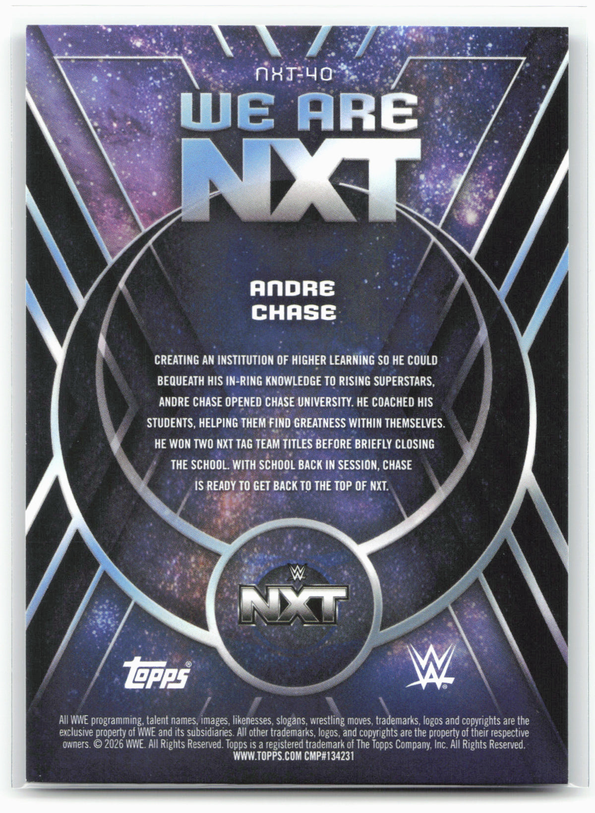 2026 Topps Universe WWE #NXT-40 Andre Chase We Are NXT