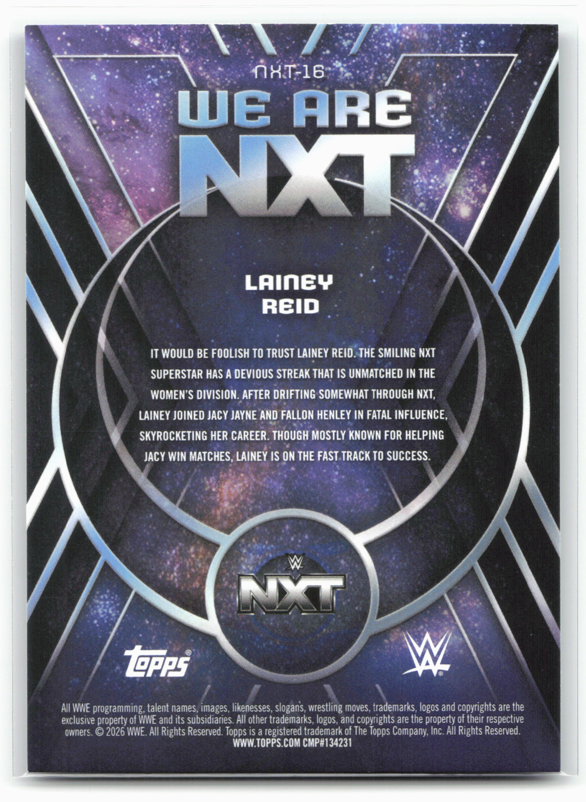 2026 Topps Universe WWE #NXT-16 Lainey Reid We Are NXT