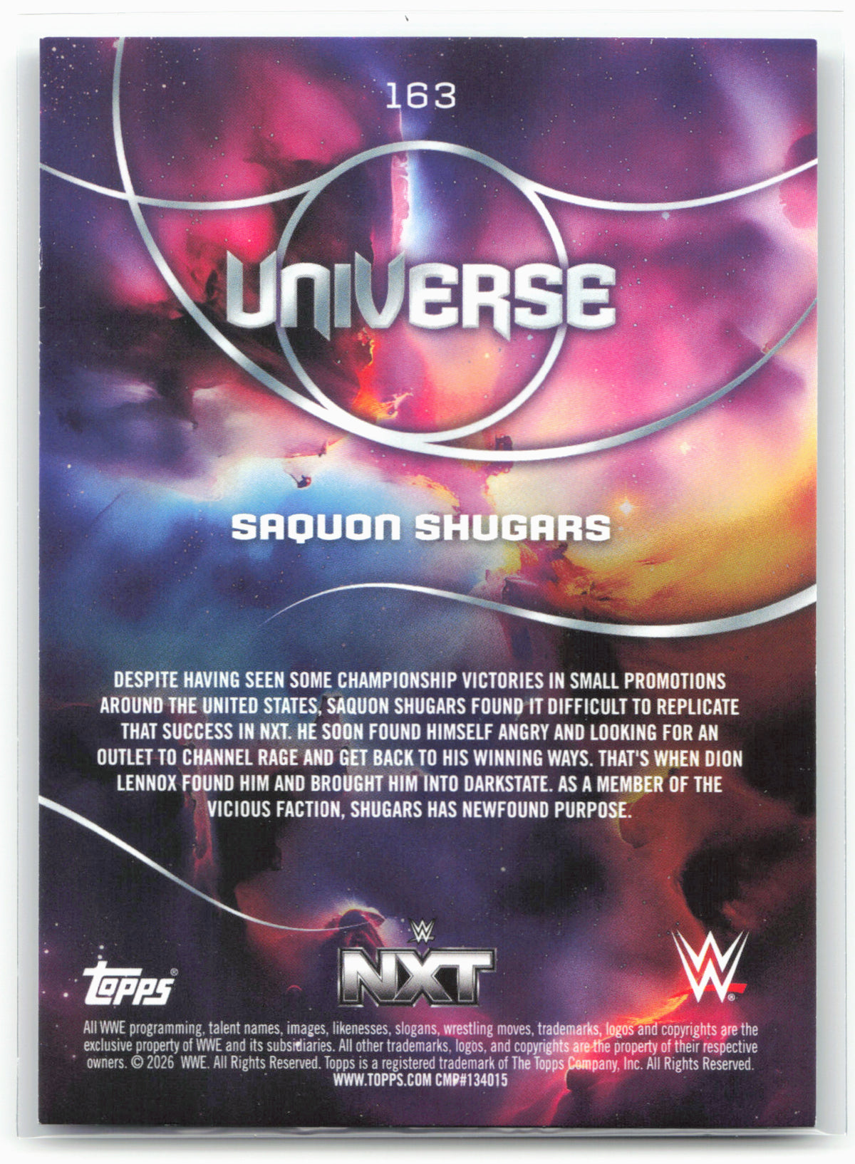 2026 Topps Universe WWE #163 Saquon Shugars Flare