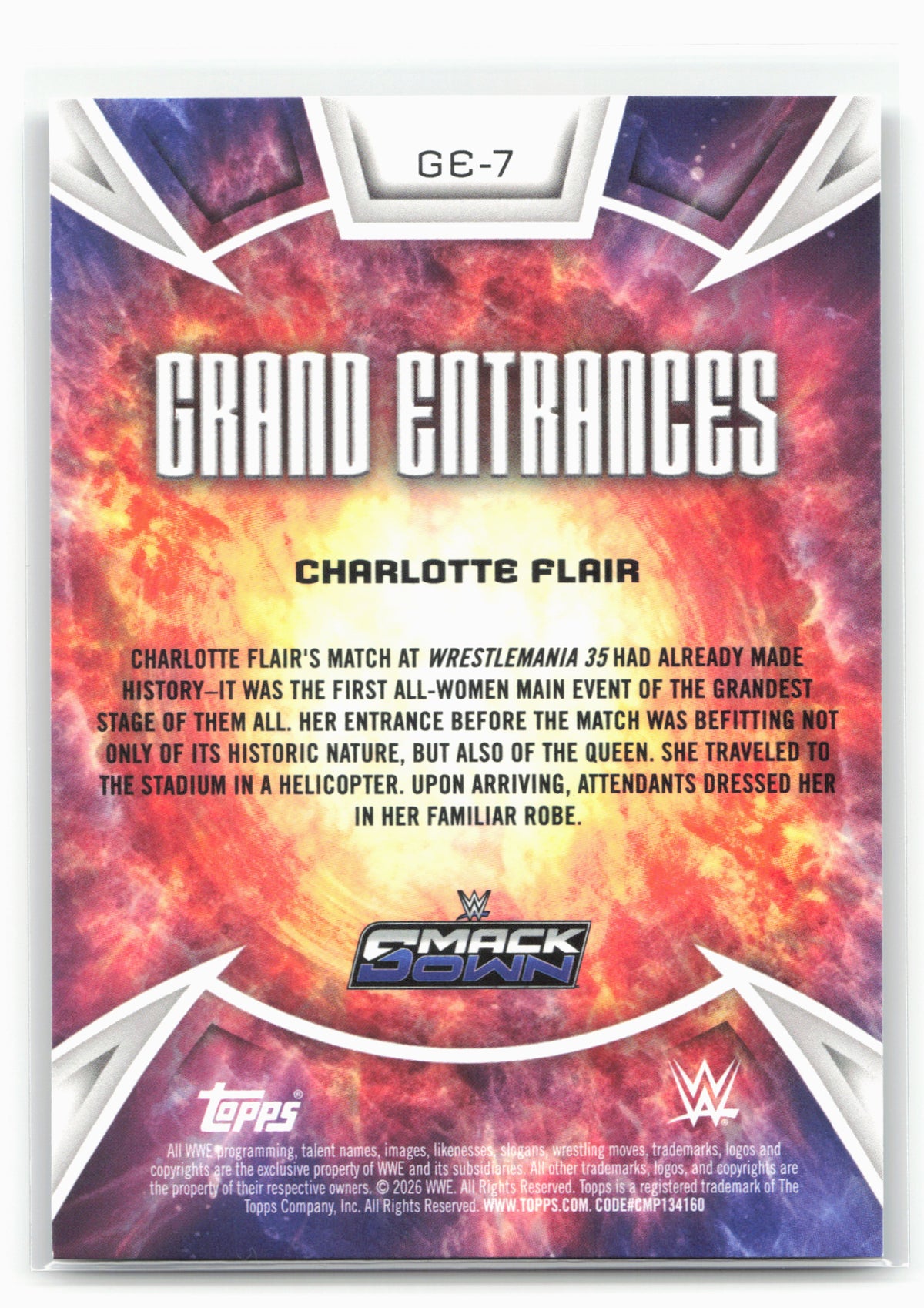2026 Topps Universe WWE #GE-7 Charlotte Flair Grand Entrances