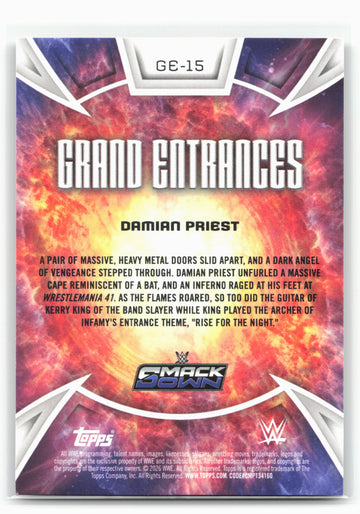 2026 Topps Universe WWE #GE-15 Damian Priest Grand Entrances