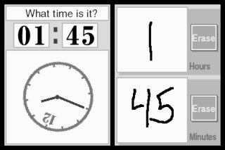 
Brain Age²: More Training in Minutes a Day! | Nintendo DS | gameplay screenshot | analog clock exercise