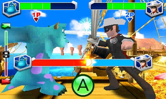
Disney Infinity: Toy Box Challenge | Nintendo 3DS | gameplay screenshot | Sulley versus Syndrome | Source: HonestGamers-42528-1