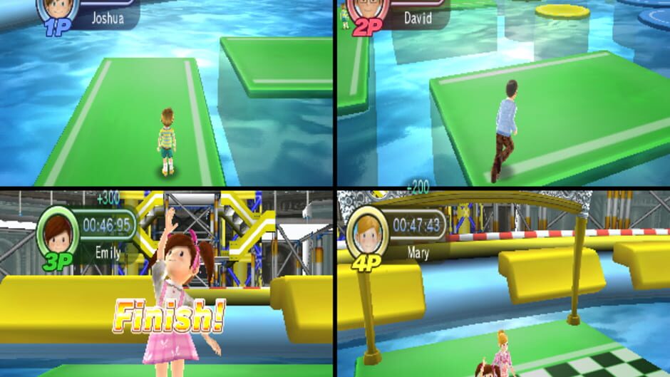 
Family Party: 90 Great Games Party Pack Nintendo Wii actual gameplay screenshot - four-player obstacle course