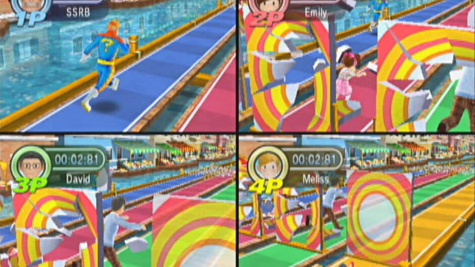 
Family Party: 90 Great Games Party Pack Nintendo Wii actual gameplay screenshot - four-player split-screen race