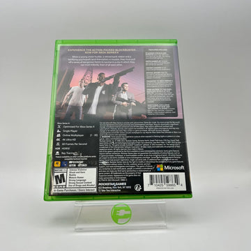 
Grand Theft Auto V | Xbox Series X | North American back cover | UPC 710425598654