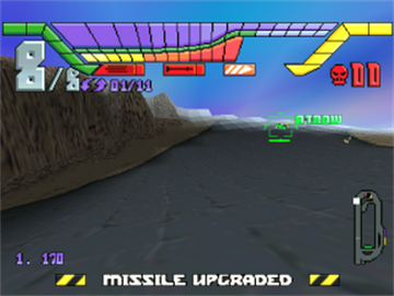 
Hi-Octane | Sony PlayStation | PS1 | gameplay screenshot | missile-upgrade race with native HUD | Source: LaunchBox 32248