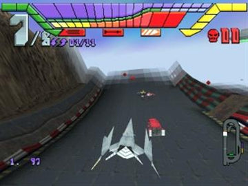
Hi-Octane | Sony PlayStation | PS1 | gameplay screenshot | hovercraft race with native HUD | Source: LaunchBox 32248